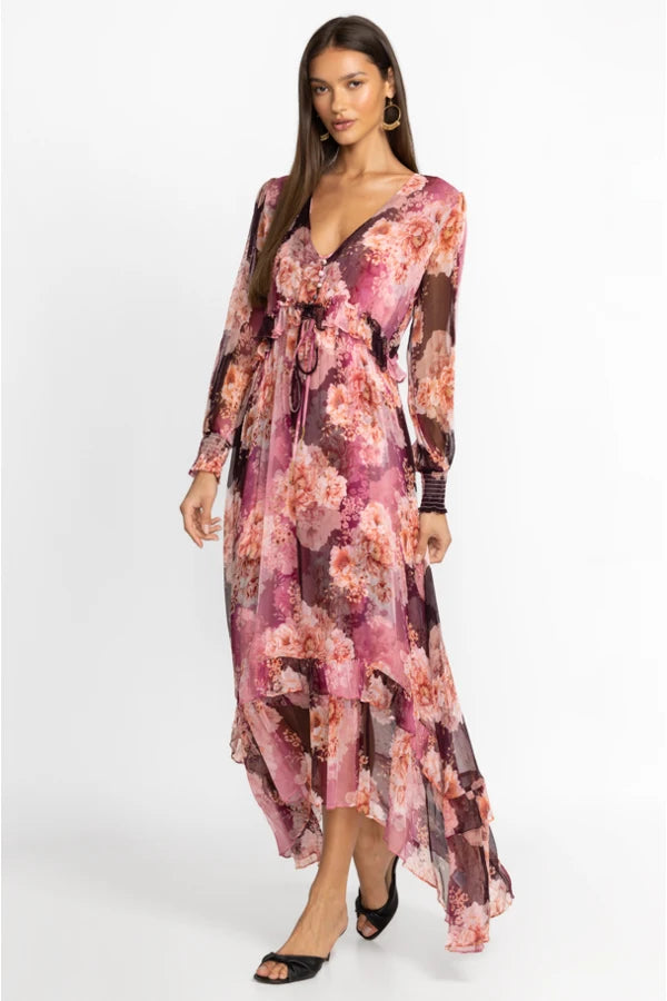 chinese dress ladies CARINA SILK MAXI DRESS – Tina Marie's Tustin