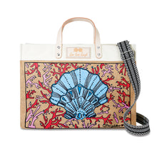 Load image into Gallery viewer, Seashell East West Burlap Tote
