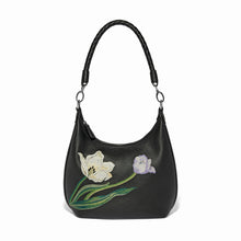 Load image into Gallery viewer, La Tulipe Noir Maven Embroidered Hobo
