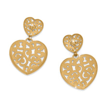 Load image into Gallery viewer, Contempo Heart Double Post Drop Earrings
