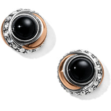 Load image into Gallery viewer, Neptune's Rings Black Agate Button Earrings
