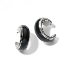 Load image into Gallery viewer, Interlok Noir Small Hoop Earrings
