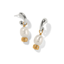 Load image into Gallery viewer, Meridian Petite Pearl Two Tone Post Hoop Earrings
