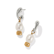 Load image into Gallery viewer, Meridian Petite Pearl Two Tone Post Hoop Earrings
