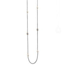Load image into Gallery viewer, Meridian Petite Pearl Two Tone Long Necklace
