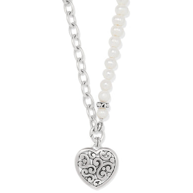 Contempo Heart Pearl Charm Necklace