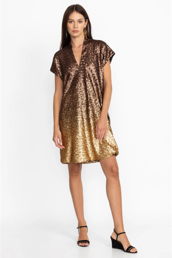 short sleeve gold sequin dress Time To Shine Gold Sequin Mini Dress - 10 main image 1